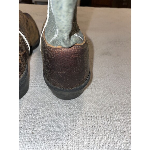 Old West Western Boots Womens Size 6.5 Medium Brown Gray Leather Pull On Cowgirl - Picture 12 of 12